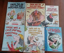 Lot of 6 There Was An Old Lady Books Who Swallowed Bell Snow Shell Desk FREESHIP
