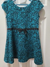 Girls Size 5 Gymboree Turquoise And Black Sleeveless Dress Cap Sleeves Cute