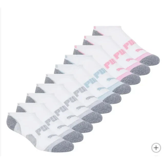 Puma Mujer No Show 10 Pares Calcetines Gris Blanco Zapato Atlético Talla 5-9.5 Foto 2 de 2
