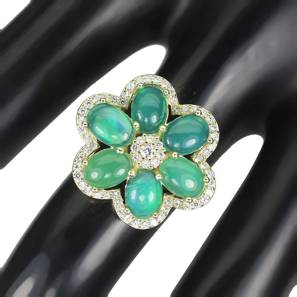 Anello In Argento Sterling 925 Con Opale Di Fuoco 7x5mm Simulato Cz Gioielli 9 - Immagine 3 di 4