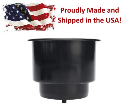 Black Drop-in Plastic Cup Drink Can Holder with 1/4'' Drain Hole Boat RV 4,8,10pk