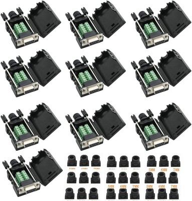 10-Pack DB9 Breakout Connectors - Solder-Free Serial Port Adaptors with Cases