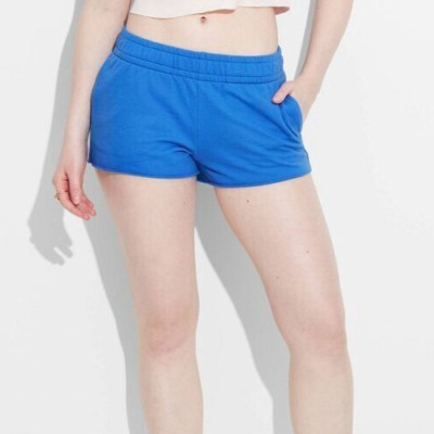 Women's High-Rise Knit Hot Pants Shorts - Wild Fable Cobalt Blue Small
