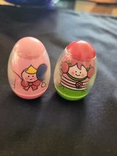 Vintage 1973 Hasbro PlayskoolWeeble Wobble Girls Lot of 2 Figures Flower Baloon