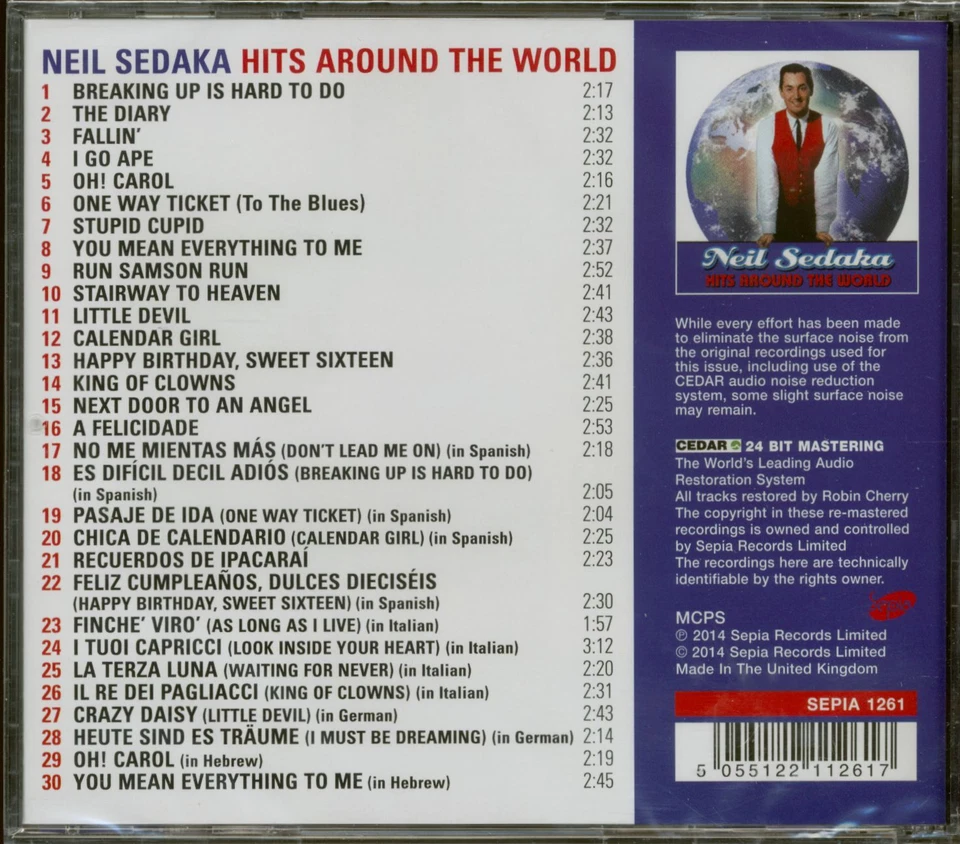 Neil Sedaka - Hits Around The World (CD) - Rock & Roll - Bild 2 von 2