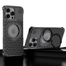 Aluminum Alloy Metal Mag-Safe Case For iPhone 16 Pro Max/16/15/14 Ring Kickstand