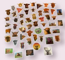 Cow Sticker 50 Pack Highland Brown Cow Cute Animal Cattle Decals Waterproof New