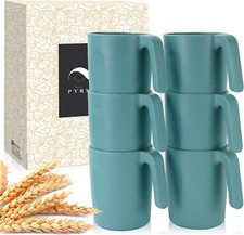 Wheat Straw Cups-Mug Set of 6,Reusable Plastic Coffee Mug,Tea Cup with Handles