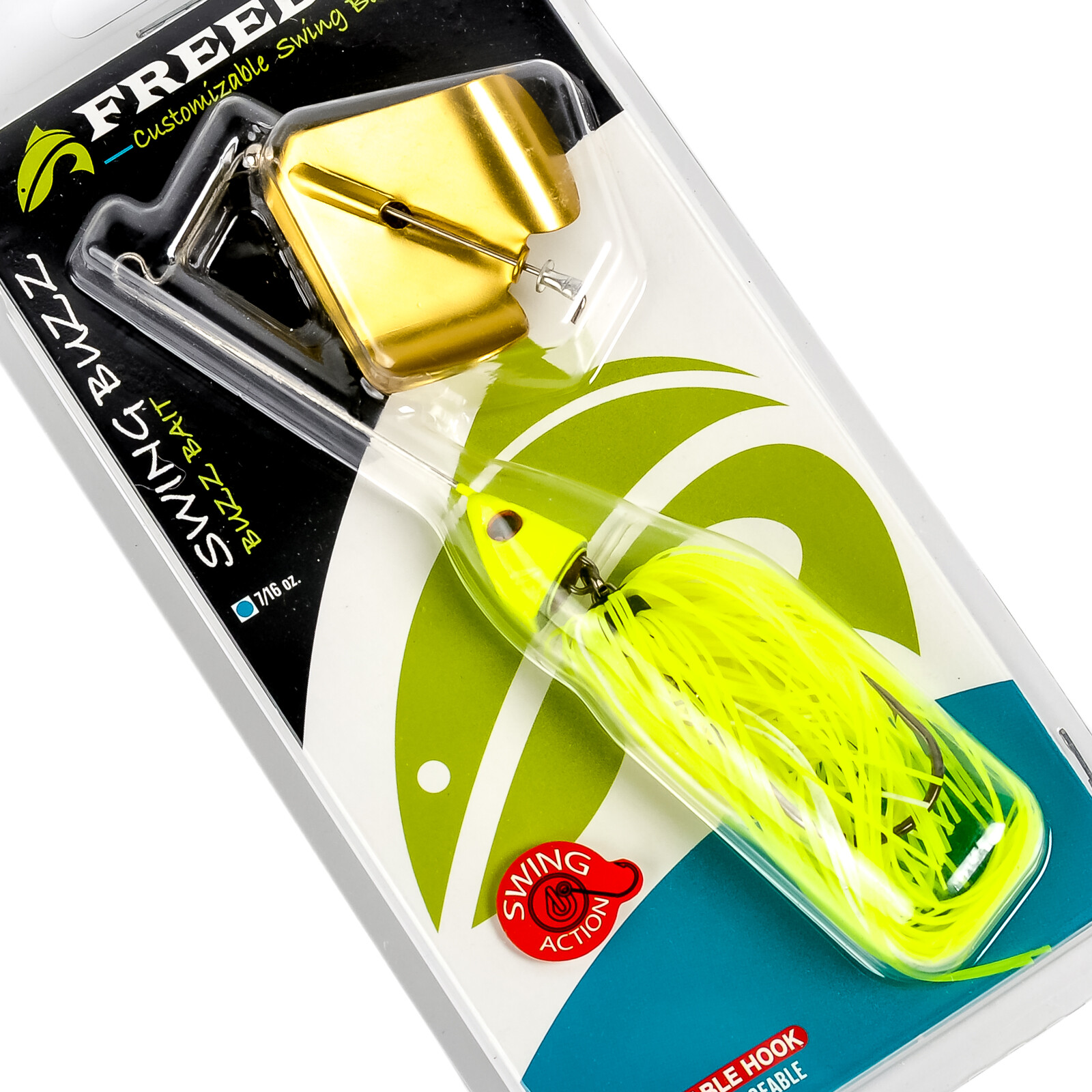 FREEDOM TACKLE Swing Buzz Buzzbait Swinging Changeable Hook 7/16oz - CHARTREUSE - Image 1