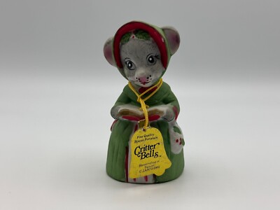 Vintage 1980 Jasco Christmas Mouse Bell Figurine Bisque Porcelain. Original Tag