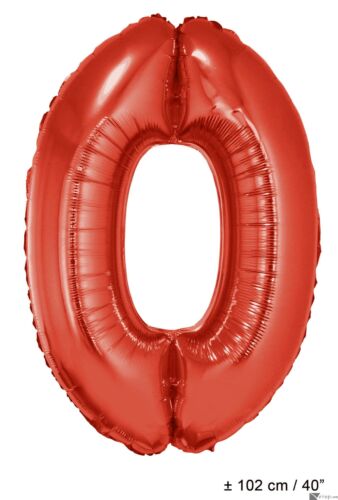 Number 0 Solid Helium Quality Metallic Red 40" Jumbo Shape Foil Balloon - Afbeelding 1 van 1