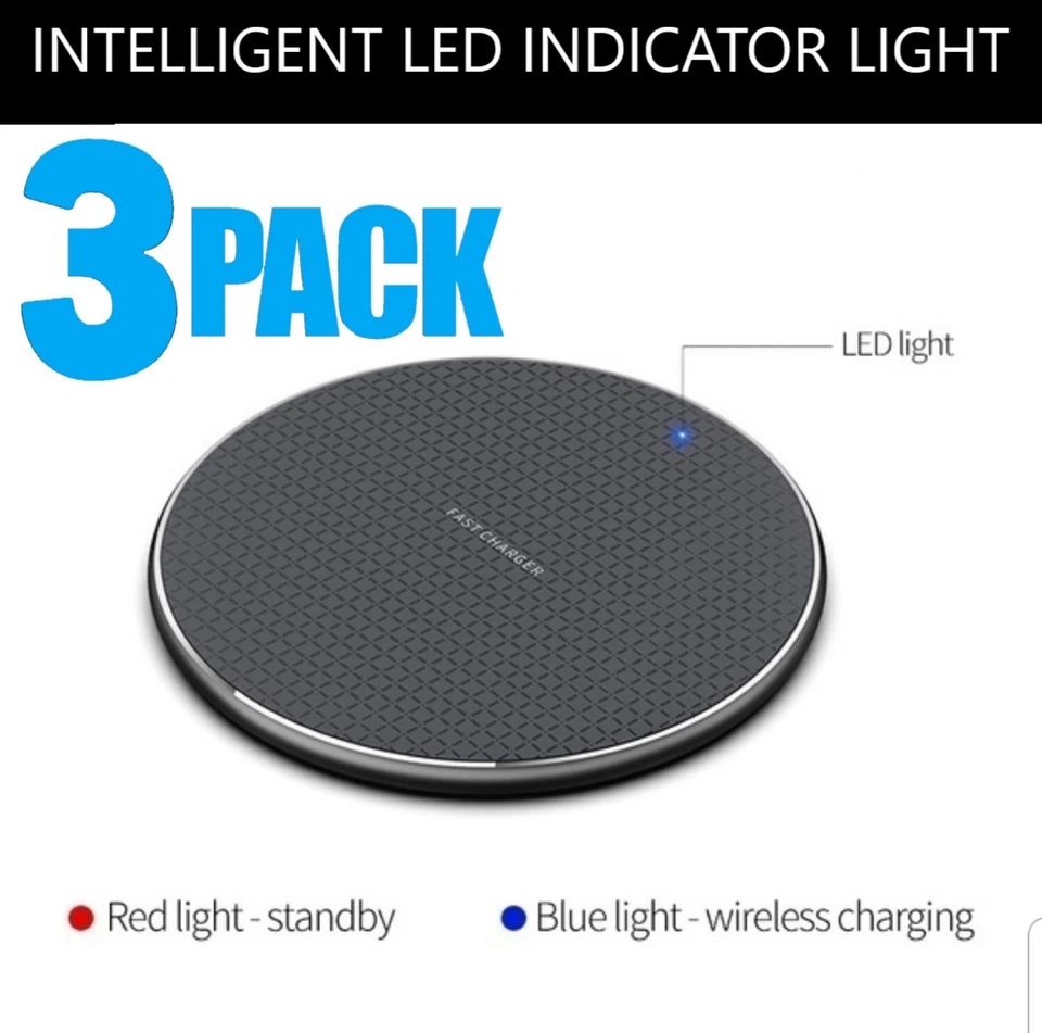 3 Pack Fast Charger Wireless Dock Cradle for iPhone X 11 12 13 Galaxy S9 S10 S20 - Image 3 of 4