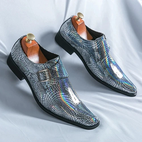 Herren Elegante Schuhe Lackleder Luxus Spitz zulaufend Slipper Flach Hochzeit Schuhe - Bild 34 von 38