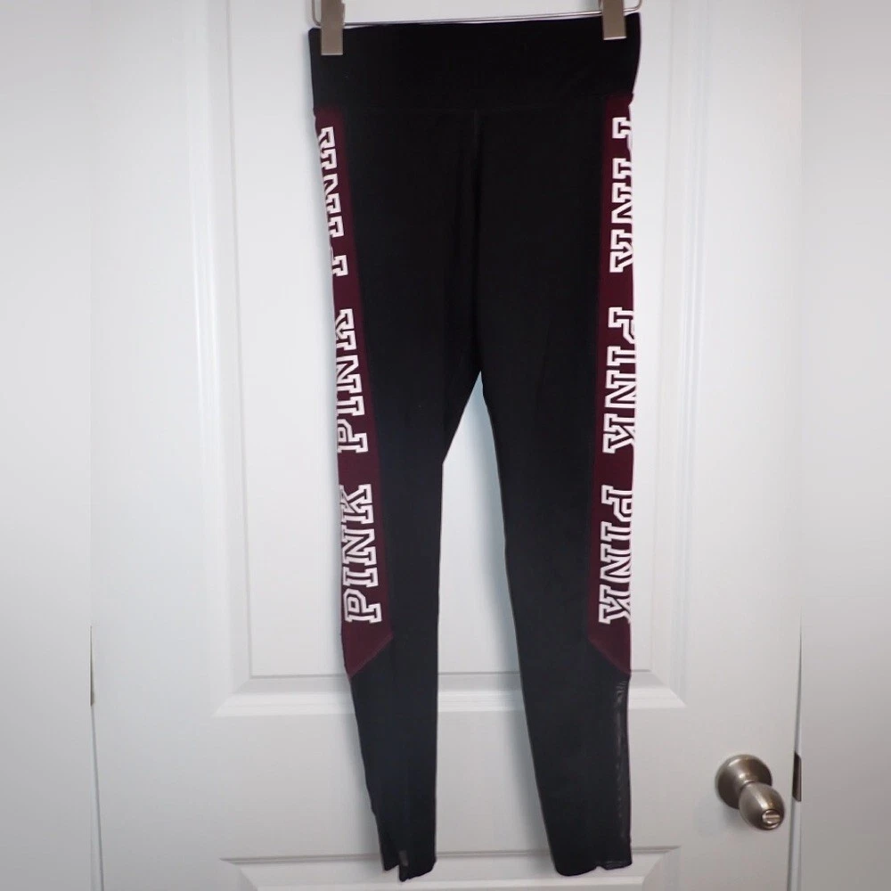 Pantalon De Yoga Victoria's Secret PINK YOGA - Taille XS - Noir à Lacets Et Détails Rose