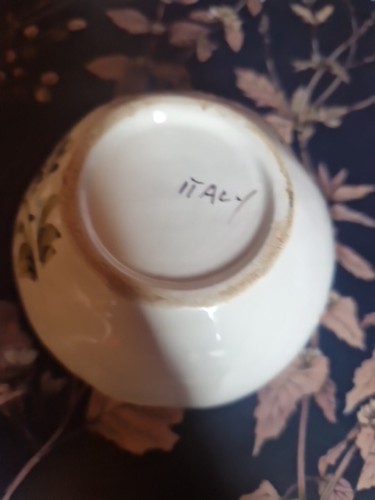 Studio Pottery Vintage Sugar Bowl Made In Italy - Floral Design - Picture 6 of 17