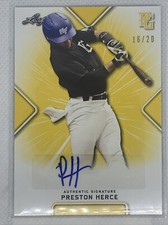 2021 LEAF PERFECT GAME YELLOW PRESTON HERCE PAPER RC AUTO # 16/20