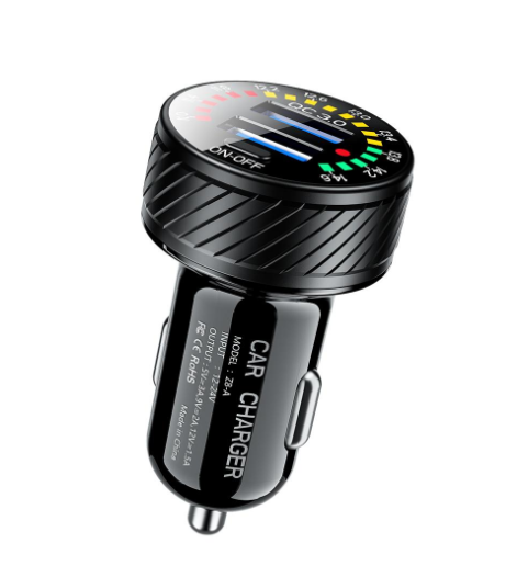 CARICABATTERIE 3.0 DA AUTO 2 PORTE USB CARICATORE VELOCE ACCENDISIGARI 12V-24V