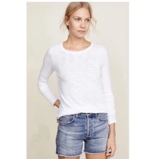 ATM Slub Jersey Long Sleeve Top in White (Full Length). Large. Retail- $115