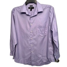 Pronto Uomo Non Iron Dress Shirt 16 1/2 32/33 Purple Button Down Long Sleeve