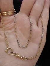 EDWARDIAN 18CT YELLOW GOLD PLATINUM ALBERT CHAIN 15 INCHES 7.1G