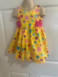 Rare Editions Size 3t Girls Yellow Sleeveless Dress With Colorful Dots