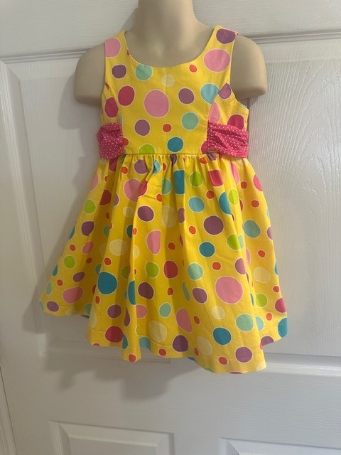Rare Editions Size 3t Girls Yellow Sleeveless Dress With Colorful Dots