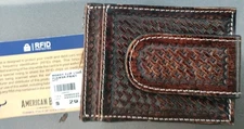 AMERICAN BISON RFID MONEY CLIP TOOLED LEATHER HAND CRAFTED NICE & SUPPORT LOCAL