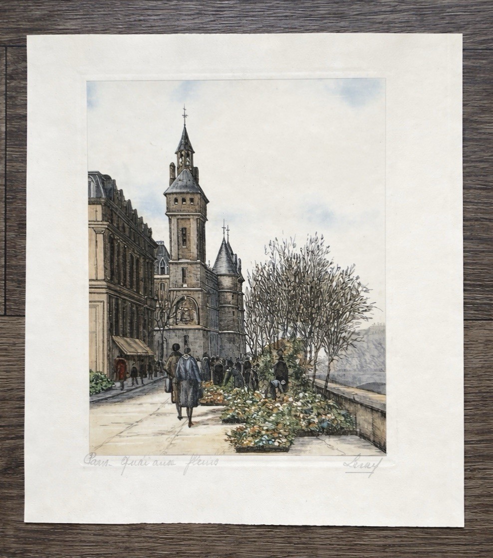 Jules Leray Notre Dame Etching Paris Signed French Architectural Art Antique