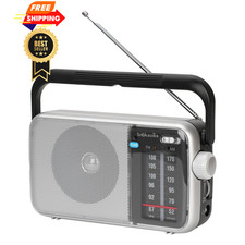 Snokauwa AM FM Radio Portable, Transistor Radio, Battery Powered or Silver