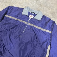 Nike Windbreaker Jacket Blue Center Swoosh Pullover 1/4 Zip Vintage 90s Medium