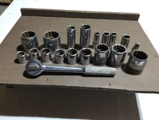 Vintage S-K Tools 3/8” Drive SAE 19 Piece Ratchet and Socket Set Made in USA