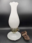 Vintage White Milk Glass Corn Cob Hobnail Hurricane Lamp Light Farmhouse Works