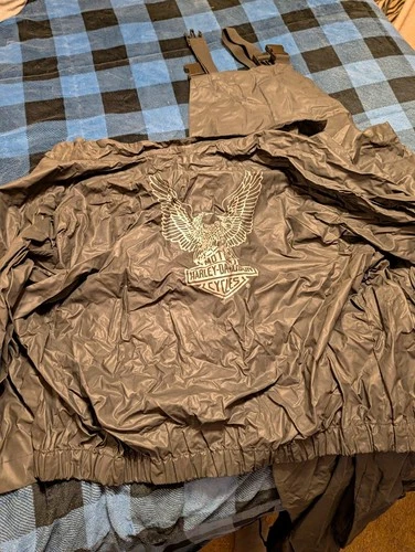 Harley-Davidson Black Nylon Rain Suit, Bibs And Jacket In X-Small - product listing photo