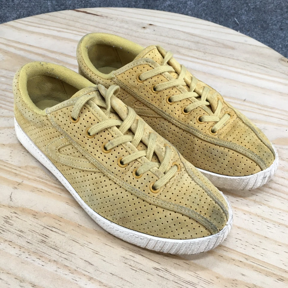 Tretorn Zapatos Mujer 7.5 Nylite Informales Tenis Cuero Amarillo Con Cordones Parte Superior Baja Foto 3 de 4