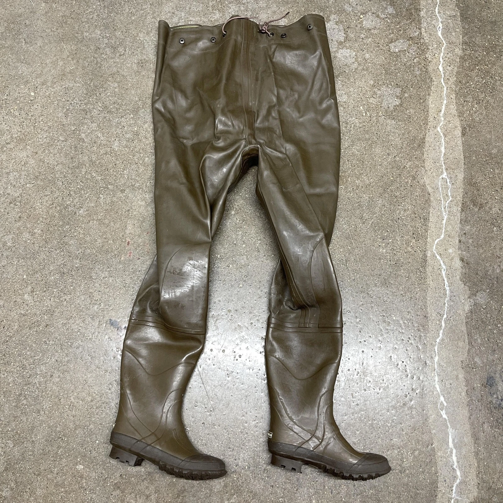 Vintage Pro Line Chest Waders Mens 8 Green Rubber Steel Shank Insulated Fishing