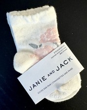 NEW Janie And Jack Baby Girl Floral Socks Pink White 3-6 Months