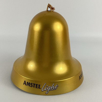 Amstel Light Beer Golden Christmas Bell Vintage LG 8'' Hanging Holiday Decoration
