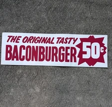 NOS  1940's 50c  Original Baconburger Hamburgers Diner Cardboard Sign Vintage