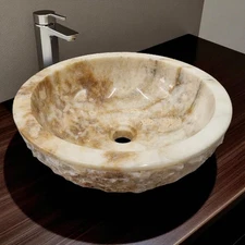 Onyx Marble Hand Wash Basin Countertop Sink Wash Bowl Beige