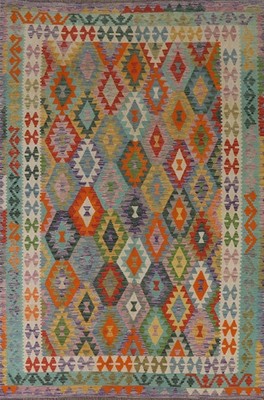 Authentic Kilim Reversible Area Rug 7x10 Showcasing Vibrant Cultural Patterns
