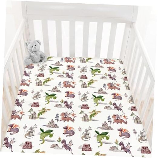 Watercolor Dragon Fairy Tale Crib Sheet for Baby Boys Nursery