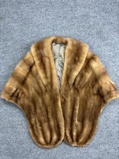 Vintage Fur Cape Womens One Size Brown Shawl Wrap Evening Formal Coat Stole