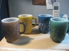 Vintage Fire King #301 White Speckled Mugs Anchor Hocking Set 4 Different colors