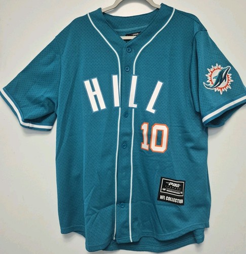 Tyreek Hill Miami Dolphins Pro- Standard Mesh Button-Up Baseball Jersey - Teal