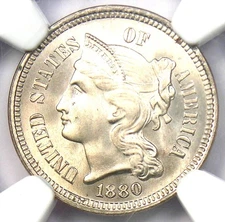 1880 Three Cent Nickel 3CN Coin Low Mintage VF Key Date ++