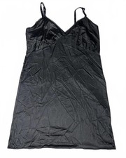 Black Satin Slip Dress with Adjustable Straps Large