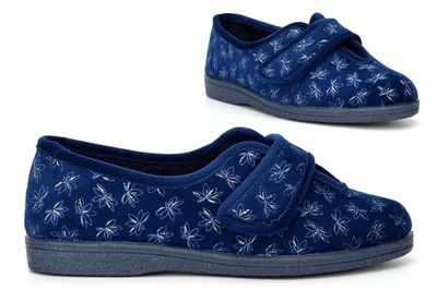 SLEEPERS Damen Wide Fit Hausschuhe Damen Weite Hausschuhe Gummisohle Tastverschluss EE Weite