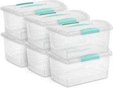 Medium Nesting Showoffs, Stackable Small Storage Bin with Latching Lid and Handl
