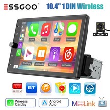 10.4" Single DIN Car Stereo Wireless Apple CarPlay Android Auto MP5 FM Camera