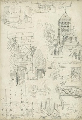 Thomas Henry Watson (1839-1913) Pencil Drawing Near Creil France Architecture